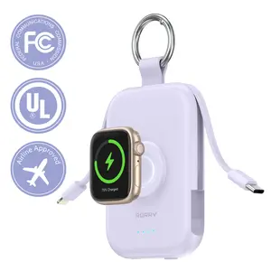 RORRY CharmGo 5000mAh Portable Charger Power Bank with Built-in Type-C Lightning Cable & Keychain for Apple Watch iPhone 17-12 Series Compact Travel Essential Perfect Gift Efficient Charging SpringStatements