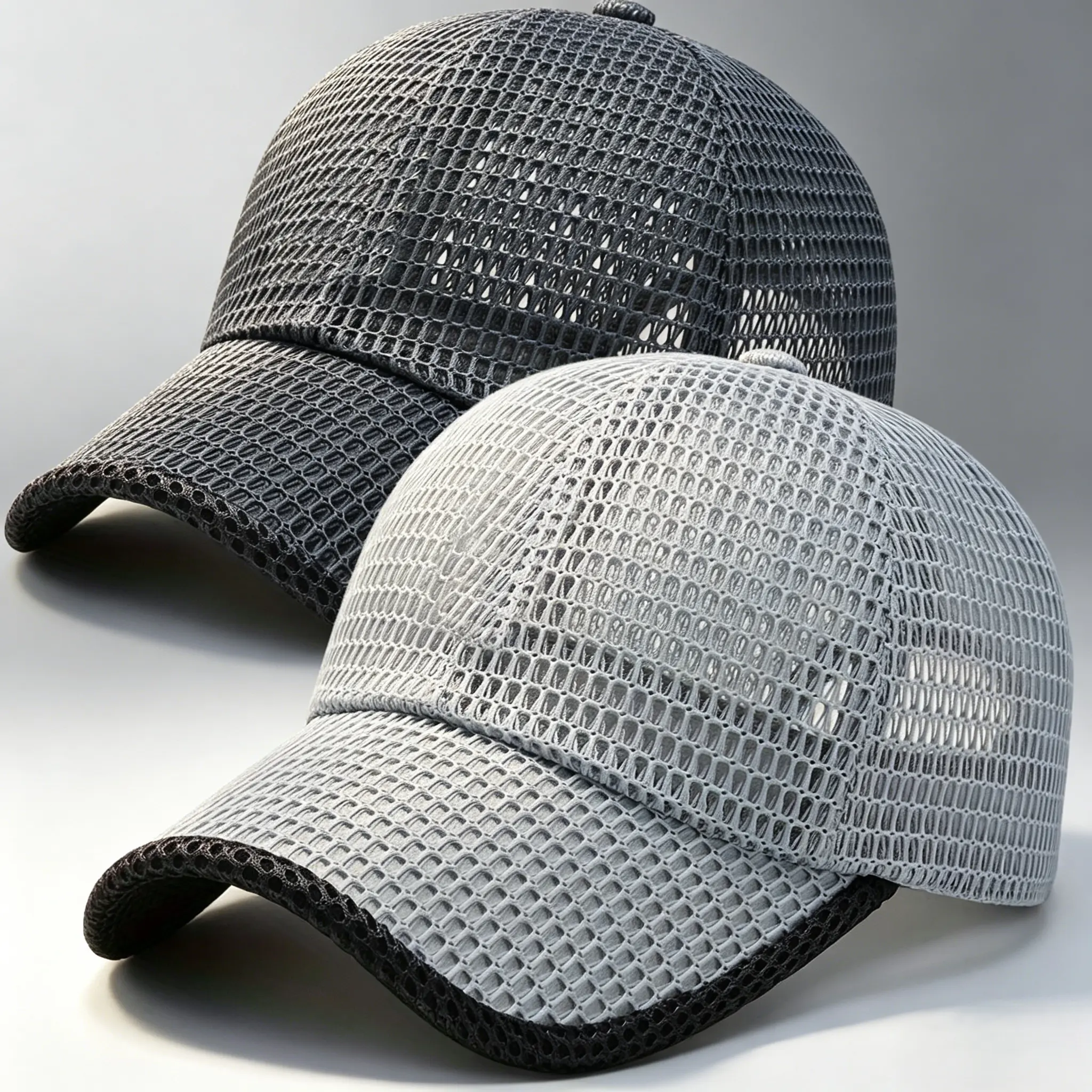 2pcs Men's Adjustable Snapback Trucker Hats - Breathable Lightweight Cooling Mesh, Wide Brim Sunproof, Trendy Street Style with Diamond-Like Bride Crown, Sash Bandana Knit for Outdoor Hiking, Everyday Outfits, Trucker Hat, Mens Hats