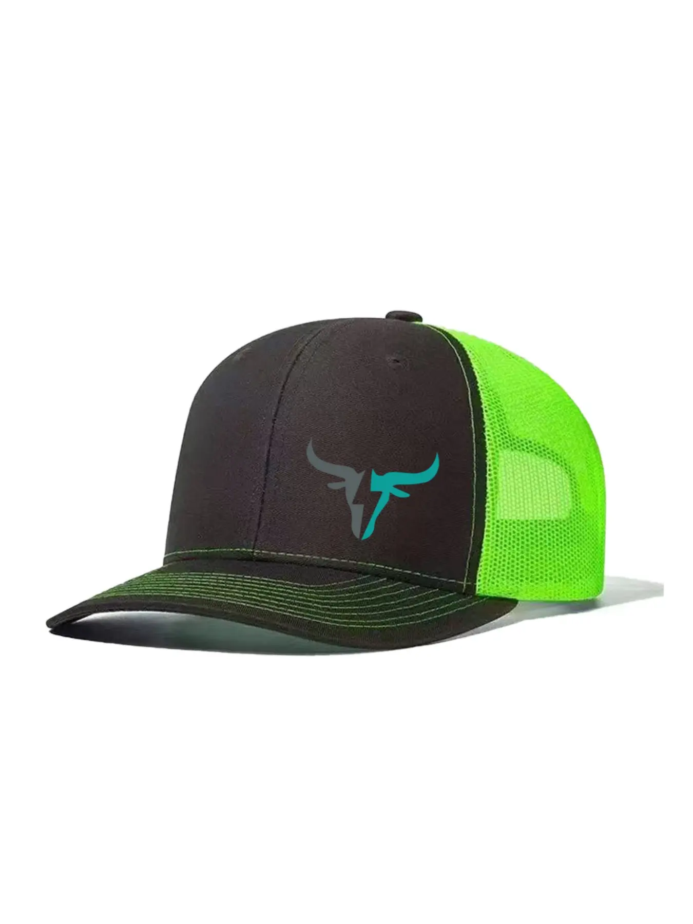 Unisex Snapback Baseball Cap with Bull Head Design, Casual Fitted Mesh Hat for Men & Women, All-Season Adjustable Trucker Dad Caps, Dad Hats
