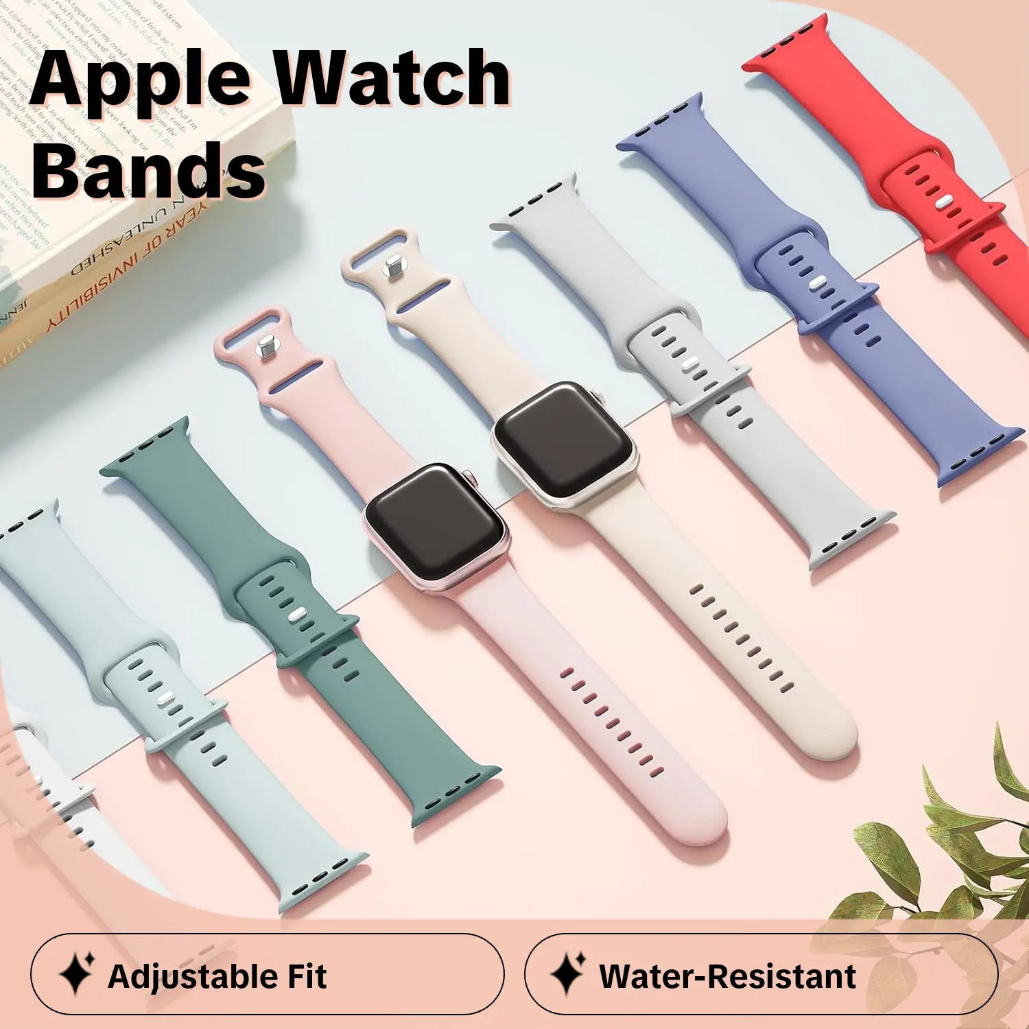 Sport Silicone Band for Apple Watch 40mm 38mm 41mm 44mm 45mm 42mm 49mm Women Men Soft Wristband Waterproof Replacement Strap for iWatch Series 9 8 7 6 5 4 3 2 1 SE Ultra