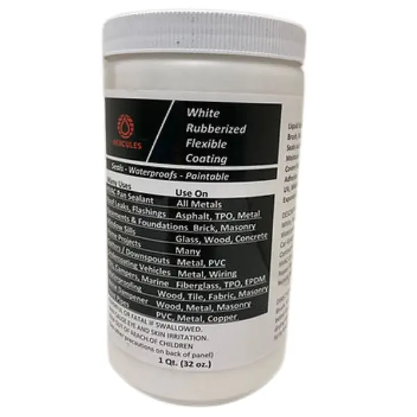 White Rubberized Flexible Coating – Qt. can- 4 /case-FREE DELIVERY