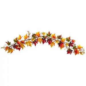 Nearly Natural 6' Autumn Maple Leaf  & Berry Garland
