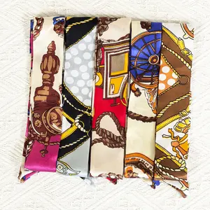 5pcs Women Head Neckerchief Purse Scar, Band Narrow Scarf Ribbon Satin Scarfs, Women Handbag Scarf for Woman Wrap Fashion Gifts, Woman Head Neckerchiefing Purse/ Neckerchief Scarfs (Mixed Styles) Neckscarf Bandanas