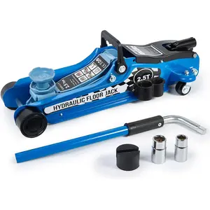 Floor Jack Kit 2.5 Ton (5,500 lbs) | Car Jack - Hydraulic Low Profile Trolley Jack - Tire Tool for SUV and Auto with Lug Wrench Blue