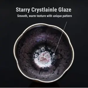 "Starry Crystal Glaze" Jianzhan Teacup — Handcrafted Chinese Artistic Teaware Featuring Iridescent Shimmer | Authentic Jian Kiln Ceramics | A Collectible-Grade Chinese Teacup with Unique Iridescent Luster