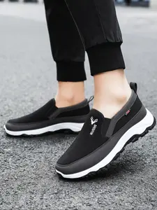 Men's Comfortable Breathable Casual Shoes, Lightweight Soft Rubber Sole Lazy Slip-On Sneakers, Versatile One-Click Board Shoes, Single Shoe, Walking Shoes