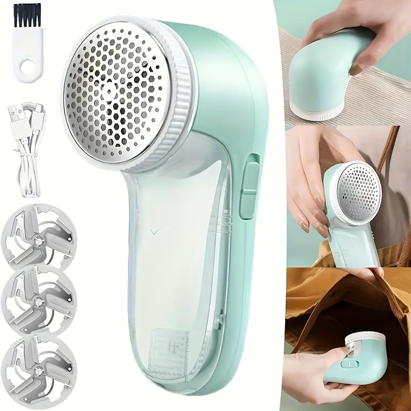 Fabric Shaver, Lint Remover for Clothes, Electric Lint Shaver with 3-Leaf Blades, Sweater Shavers to Remove Pilling for Clothing, Couch, Furniture, Fuzz, Lint Ball, Bobbles, Spring Green&Pink