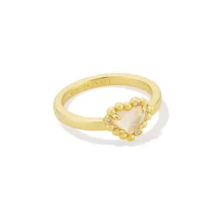 Kendra Scott Anna Framed Band Ring - White/Gold Size 8