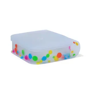 Silipint 25oz Polka Dot Go-Go Box – Premium LFGB-Certified, 100% Food-Grade Silicone Snack & Storage Container – Unbreakable, BPA-Free, Dishwasher & Microwave Safe Reusable Food Box for Home, Work, School, Travel, Kitchen & Meal Prep with Utensil pocket