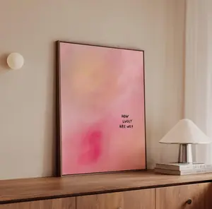 How Lucky Are We Canvas Print, Minimalist Pink Gradient Art Print, Unframed Canvas