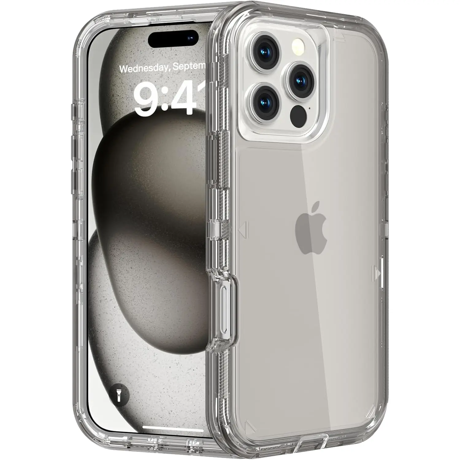 NUYETE Crystal Defender Case for iPhone 17 Pro Max 16 15 14 13 12 Pro Max, Heavy Duty Shockproof Protective Case, Anti-Drop, Durable Dual Layer Transparent Cover for iPhone 17 Air iPhone Air