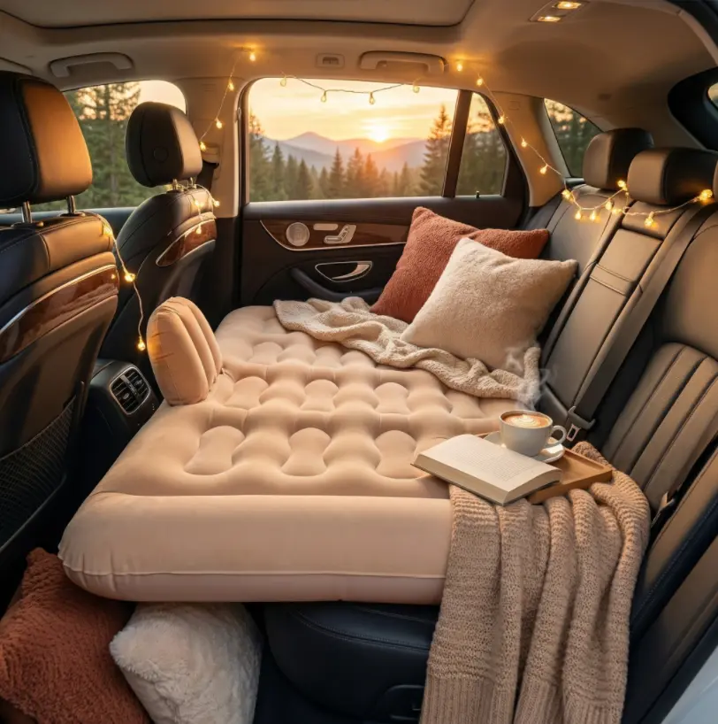 car mattress Backseat Air Mattress With Automatic Inflator Portable,Gift,Travel Bed for SUV & Sedan Comfortable Sleeping Pad for Road Trips Camping Kids Airbed ,Quick Inflation  Mattress for Road Trip & OutdoorTravel