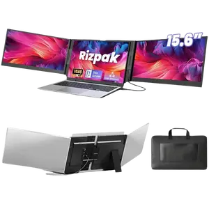 One Cable Laptop Screen Extender, 15.6” Ultra-Slim Triple Portable Monitor, 1080P FHD IPS Display, USB-C/USB-A Connection, Travel Monitor for 13–17.3" Laptops, MacOS/Windows/Android
