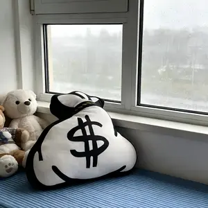 Dollar Sign Money Bag Throw Pillow Cover, Funny Currency Decor Cushion Case, Vacuum Packed, Soft Plush Home Decoration for Sofa, 1PC