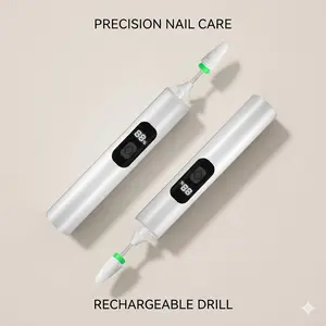 Rechargeable Electric Nail Drill with LED Light, Used for trimming and shaping different nail outlines