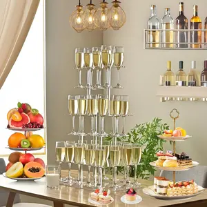 Acrylic Champagne Wall Stand for Champagne Tower, Elegant Goblet Holder for Weddings Birthdays Christmas Parties Table Decoration Display Celebration Tabletop