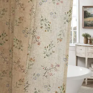 Floral Farmhouse Vintage Linen Shower Curtain, French Country Spring Shower Curtains for Bathroom, 72Wx72H 2026 new