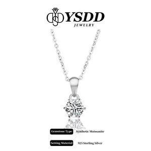 【#19】Synthetic Moissanite Necklace in 925 Sterling Silver Cuban Link Chain