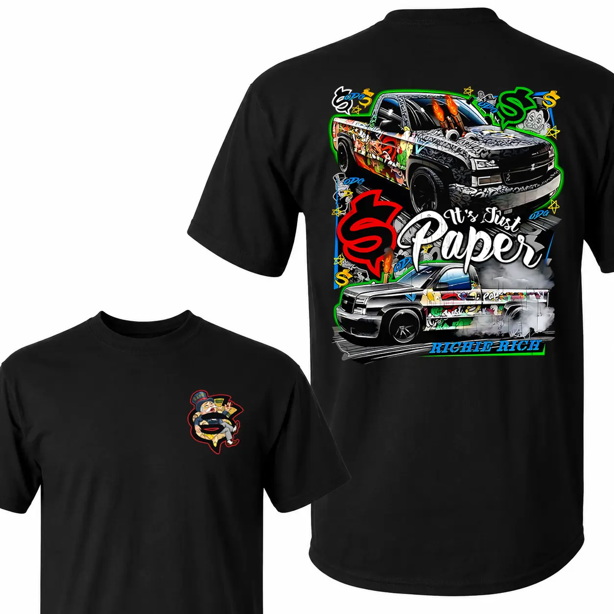 Vintage Monopoly Rich Man Graphic Tee | Retro "It's Just Paper" Graffiti Truck T-Shirt