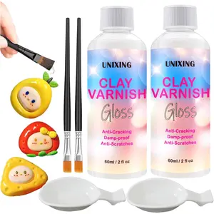 High Gloss Waterproof Scratch Resistant Clay Glaze Varnish Sealant for Air Dry Polymer Clay Pottery Sculpture 60ML X 2Pack