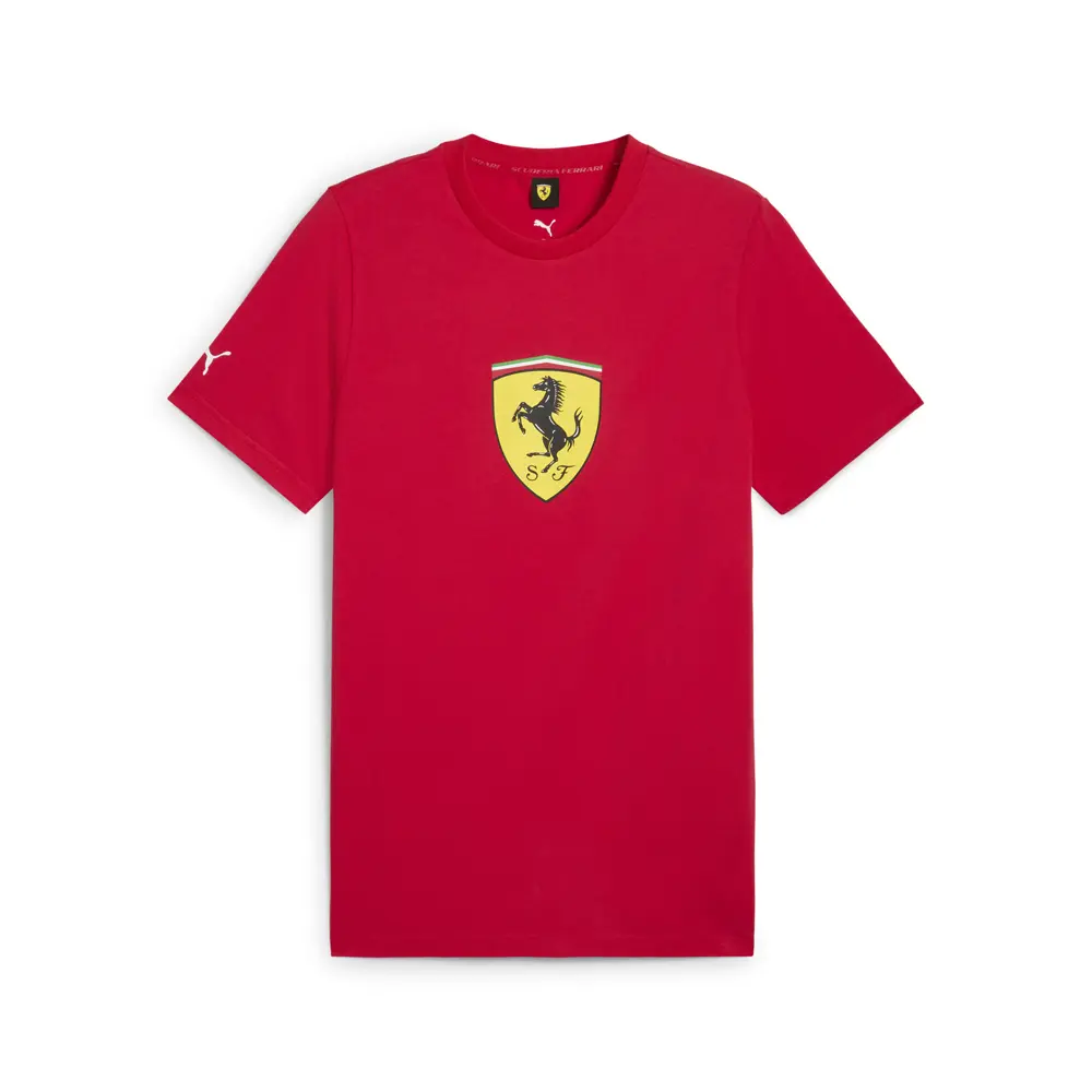 PUMA Mens Scuderia Ferrari Race Colored Shield Graphic Crew Neck Short Sleeve Casual Tops Casual - Red