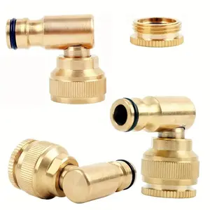 Brass 90° Movable Nipple Connector, European Standard, 1/2" & 3/4" Inch Connectors, Threaded Nipple Quick Plug, Garden Hose Connector