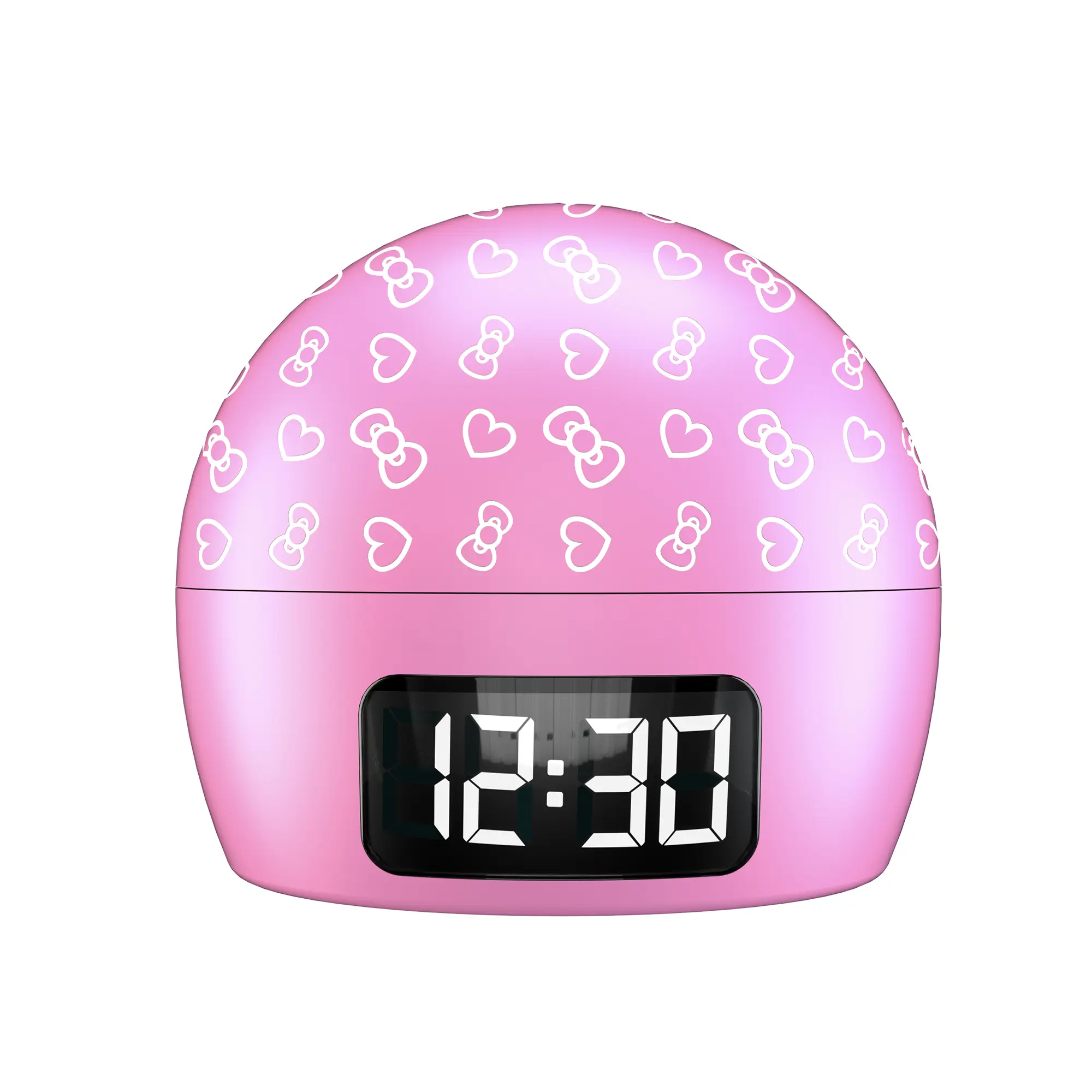 Hello Kitty Plastic Decorative Heart Dome LED Clock - USB Port Charging Alarm Clock with Digital Display, Ambient Kid Room & Bedroom Home Decor Gift, Collectibles