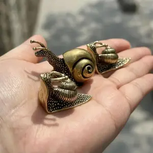 Vintage Brass Snail Statues Set of 3, Miniature Conch Decor, Complex Spiral Design, Copper Color Home & Garden Ornaments, Garden Sculptures Statues, Statue Figurines