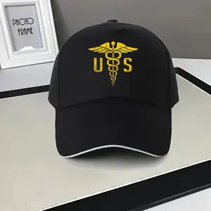 U.S. Army Corps Medical Baseball Cap - Unisex Black Casual Sports Hat with Logo, Polyester, Adjustable Fit for Men & Women