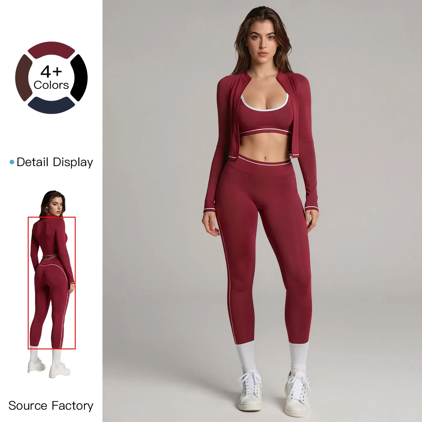MFVIM Women's 3-Piece Comfy Workout Set - Breathable Sporty Chic Gym Clothing with Long Sleeve Jacket & High Rise Leggings for Fitness, Workout Gym Clothing, Athleisure Wear Set, Fitness Sport Outfits, Training Clothes, Long Sleeve Shirt, Comfy Sets