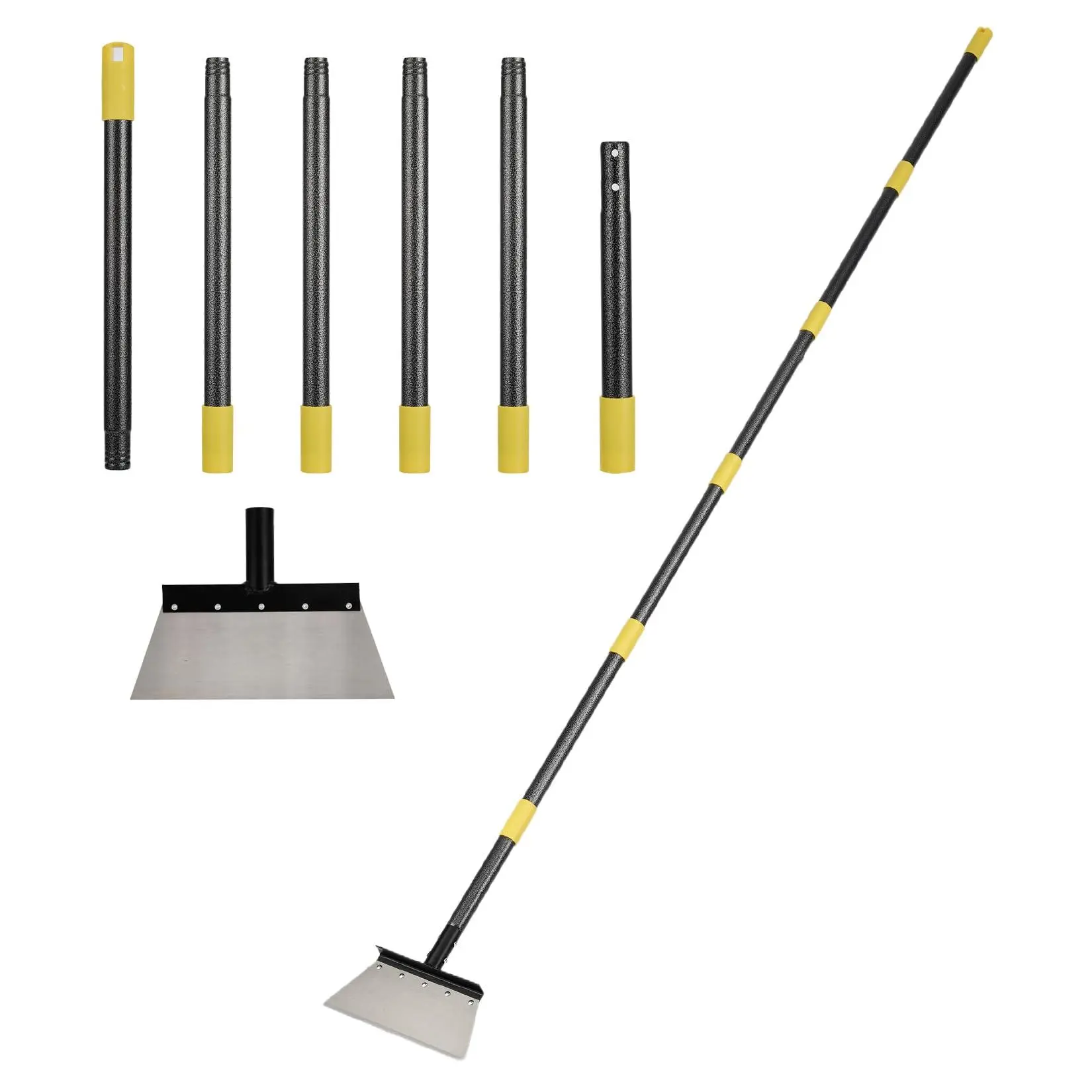 Heavy Duty Long Handle Garden Shovel and Scraper, 60/72/88 Inch Multi-Purpose Steel Tool with 10.24 Inch Stainless Blade, Ergonomic Weeding and Moss Remover for Patio Sidewalk Driveway Yard