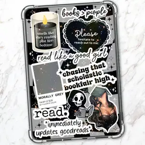 Black and Gray Checkered Holographic Sparkles Cardstock Clear Case Insert for Kindle | Book Lover Gift | Bookish Stickers for Kindle | Booktok Aesthetic Smartphone | School