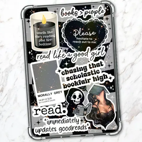 Black and Gray Checkered Holographic Sparkles Cardstock Clear Case Insert for Kindle | Book Lover Gift | Bookish Stickers for Kindle | Booktok Aesthetic Smartphone | School