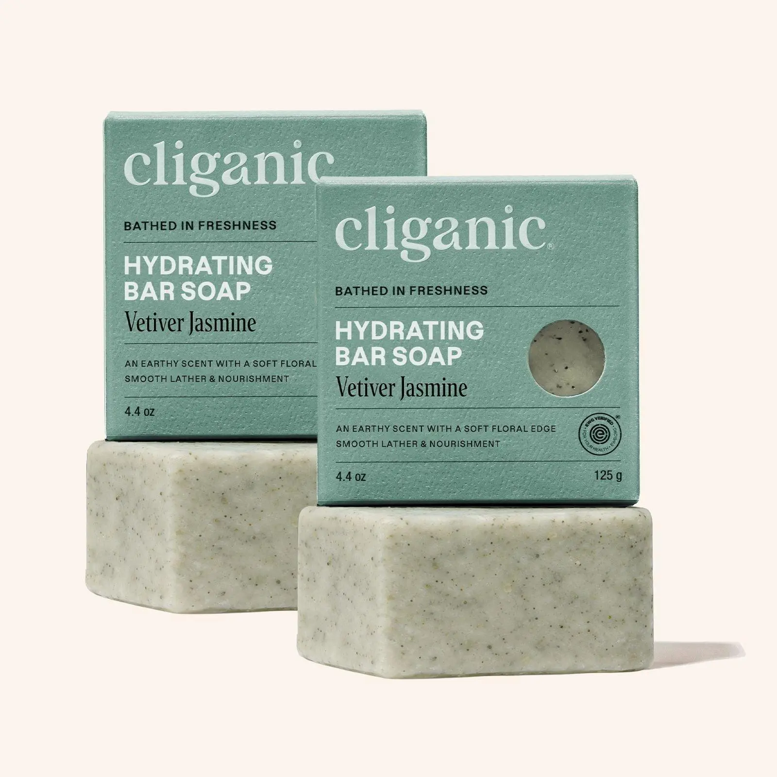 Cliganic Hydrating Bar Soap 2-Pack – Moisturizing Body Soap for Soft, Hydrated Skin – Vegan & Cruelty-Free – Vetiver Jasmine