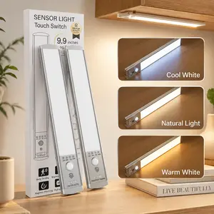 LED Motion Sensor Light Bar, Magnetic Under Cabinet Light, 3 Color Dimmable, USB Rechargeable, Touch Control, Wireless Closet Lighting, lights for bedroom, lamp, lights outdoorfun