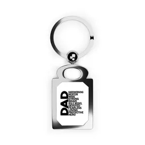 Dad Typography Rectangle Photo Keyring | Metal Keychain