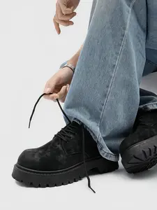 2-Color Rubber Toothed Thick Sole Casual Derby Shoes Daily Commute&Leisure Outing - Suede-Like UpperRubber Thick Sole, Non-Slip Wear-ResistantComfortable Heightening