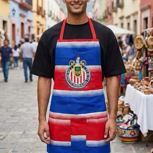 Unisex Chivas Mandiles - Vibrant Blue and Yellow Apron with Logo Design for Cooking and Kitchen Use