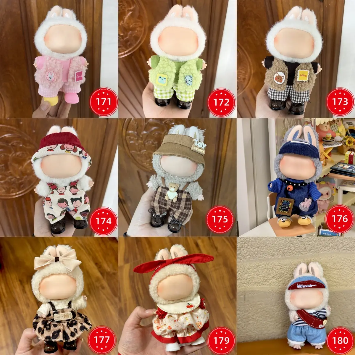 17cm Doll Clothes Compatitable with Labubu,6.7 Inches Cute Doll Clothes Suitable for Labubu Dolls Accessories, Dress Up Clothes for Labubu Plush Doll(NO Doll) Decoration