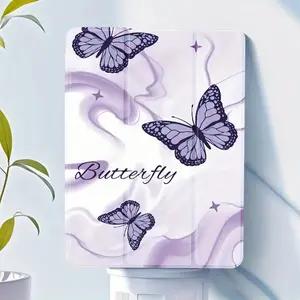 Butterfly Pattern Case for iPad 10th/7th/8th/9th Gen & Mini 4/5 - TPU Material, Built-in Pencil Holder, Stand, Foldable, Multi-Angle Support, Lightweight & Sleep/Wake Function Compatible, Cute Case for iPad, Tablet Protection, Elegant Script Design
