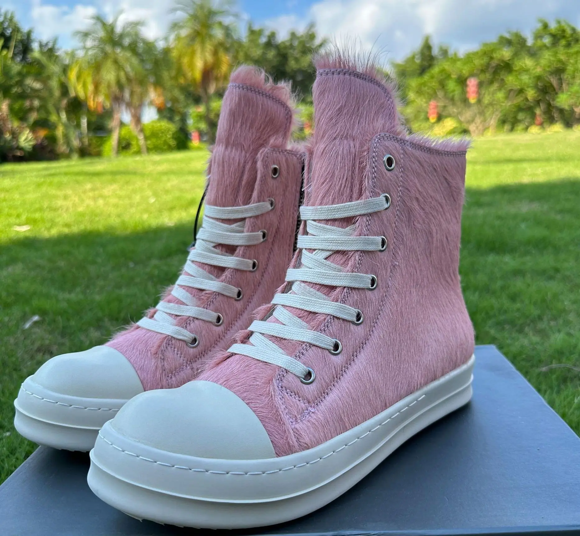 Ricks Genious Black Leather High Top Geobasket  Quality Men Shoe Zipper Women Sneaker Casual  Design boots & Shoes