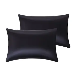 Solid Color Satin Pillowcase without Filler, 2 Counts Soft Breathable Pillow Cover, Silky Pillow Cover for Bedroom Home Decor, Silky Satin Bedding