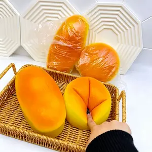 Pineapple Bun & Half-Baked Cheese Cake Squishies, Slow Rebound Stretchy Squeeze Ball, Soft Sticky Food-Themed Fidgets, Handheld Stress Reliever for Anxiety Relief, Ideal Gift for Kids (Children’s Day, Birthdays)