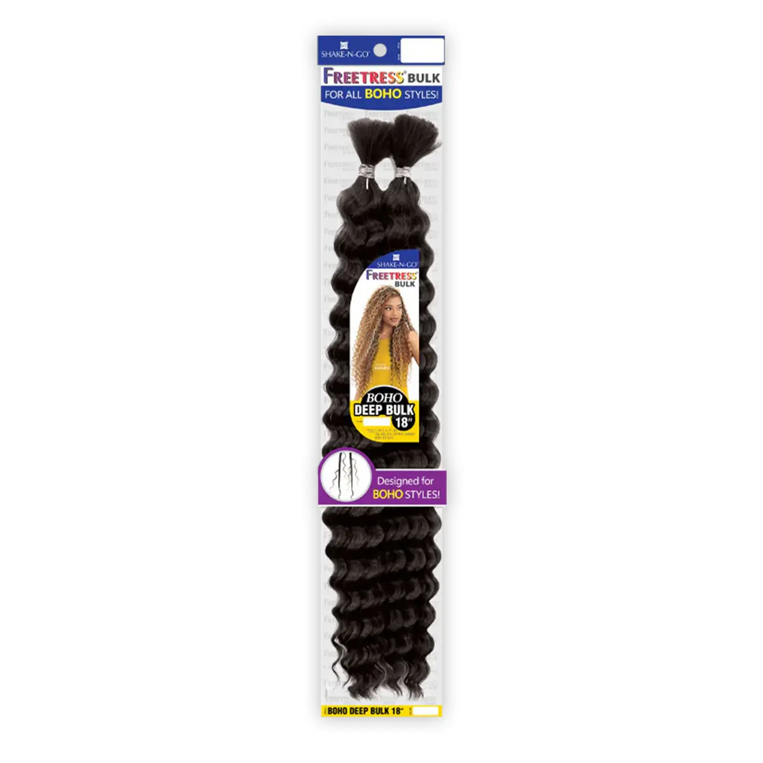 Freetress Synthetic Braiding Hair, Boho Deep Bulk for DIY Goddess and Boho Styles, Full Density, 18"-22", Boho Braids