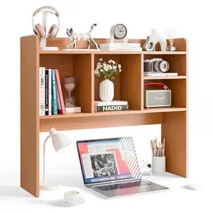 Zenstyle Desktop Bookshelf Wood Desk Hutch Organizer w/ 5 Shelf for Computer Desk Natural