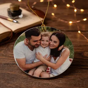 Custom Photo Ceramic Ornament – Double Sided Personalized Keepsake for Wedding, Memorial