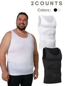 Men's Solid Color Seamless Compression Top, Tummy Control Shaper Tank Top, Shapewear Vest, High Stretch Shapewear Workout Top for Men