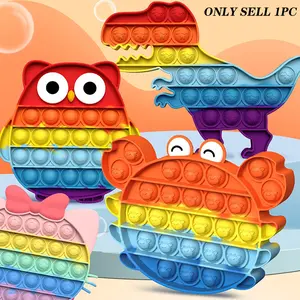Cute Cartoon Animal Quick-Push Bubble Toy, 1/3 Counts Stress-Relief Knock-and-Squeeze Kawaii Squishies, Decompression Squeeze, Creative Birthday and Holiday Gift Popit, Silicone Stress Relief, Squishy Fidgets