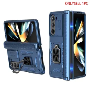 Military Grade Folding Lens Slide Window Protection Strap Hinge 360 Degree Rotating Stand Protective Shockproof Case for Samsung Galaxy Z Fold7/6/5