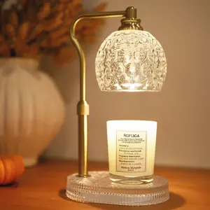 NeatGlow Glass Candle Lamp with Timer & Dimmer, Height Adjustable (10.2 to 13.3 Inches), 2*50W Bulbs, Elegant Glass Base for Decorative Use - Gift
